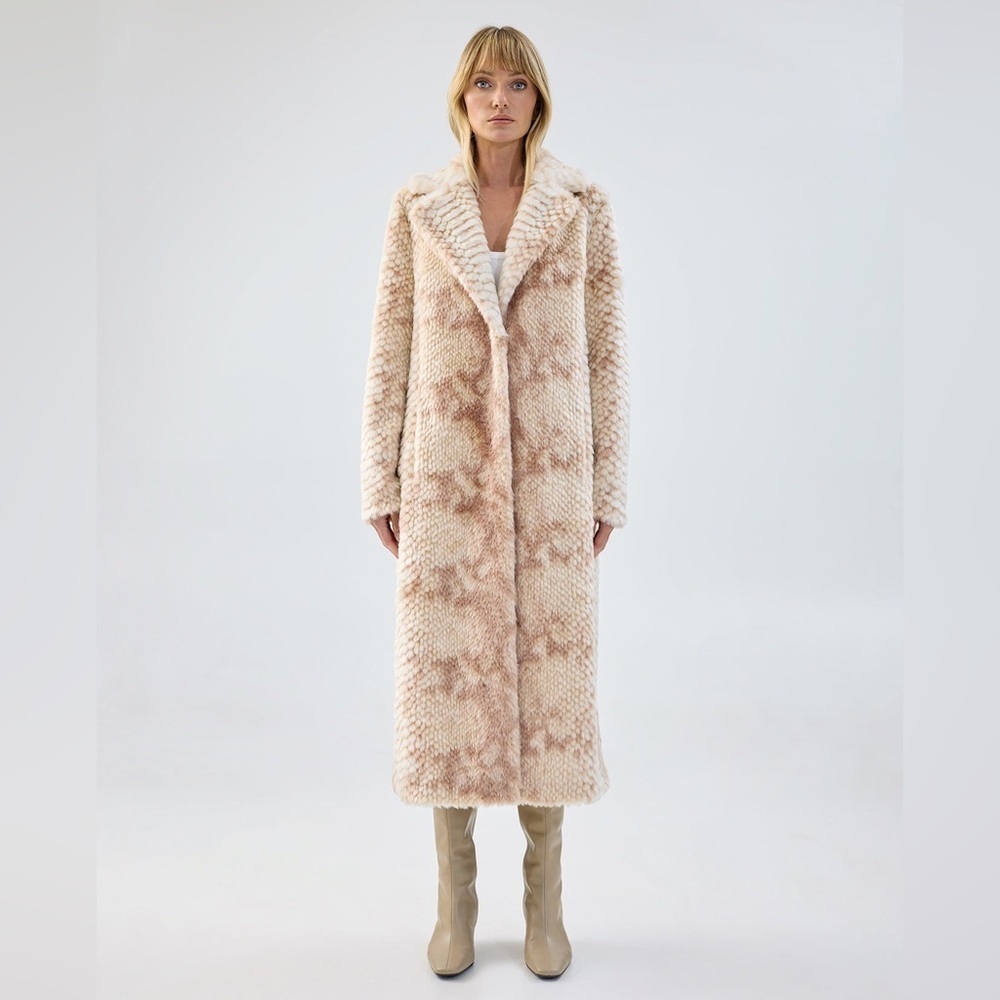Unreal Fur Montmartre Faux Fur Coat Beige Python NWT S